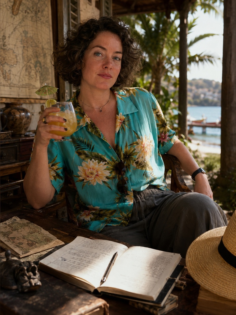 Two Palms Aqua Hawaiian Shirt - Picture 7 of 7